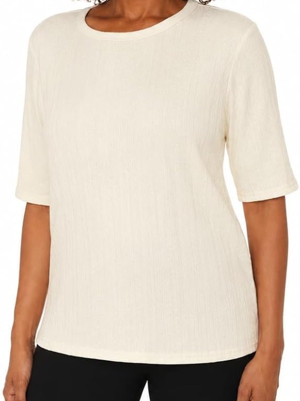 Mario Serrani Women's Elbow Sleeve Textured Top